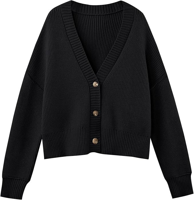 LILLUSORY Women's Cropped Cardigan Oversized Button Sweaters Fall Trendy Knit Dressy Fashion Outf... | Amazon (US)