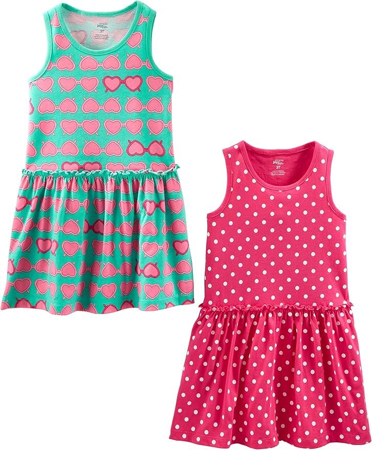 Simple Joys by Carter's Girls' 2-Pack Short-Sleeve and Sleeveless Dress Sets | Amazon (US)