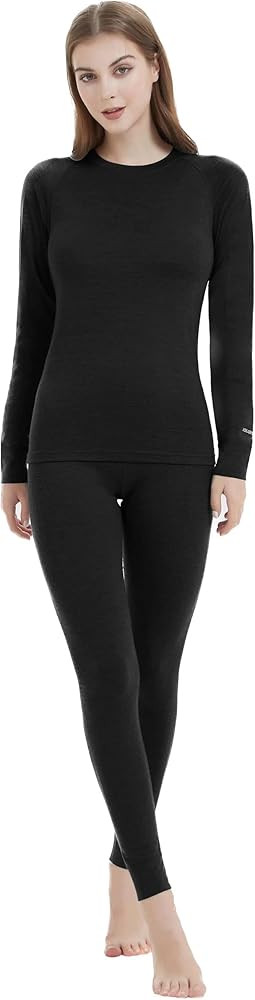 Iguana Womens 100% Merino Wool Base Layer Sets for Ski Lightweight Thermal Underwear | Amazon (US)