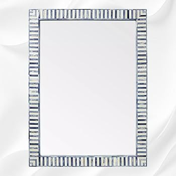 Hansa Industries Bone Inlay Wall Mounting Mirror Bar Harbor Blue Striped Waterfall Pattern Decora... | Amazon (US)