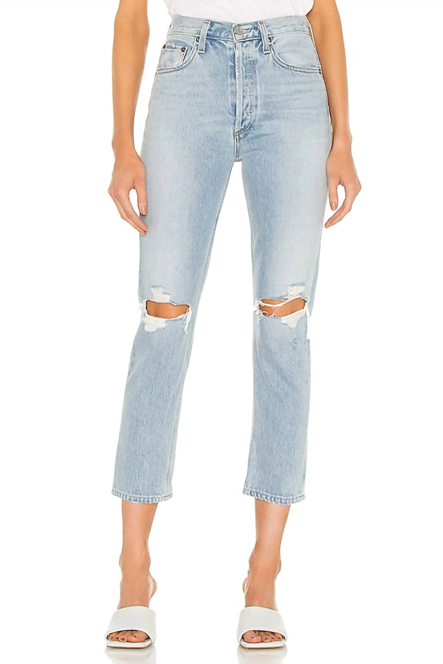 Riley High Rise Straight Crop Jeans In Clear Skies | Shop Simon