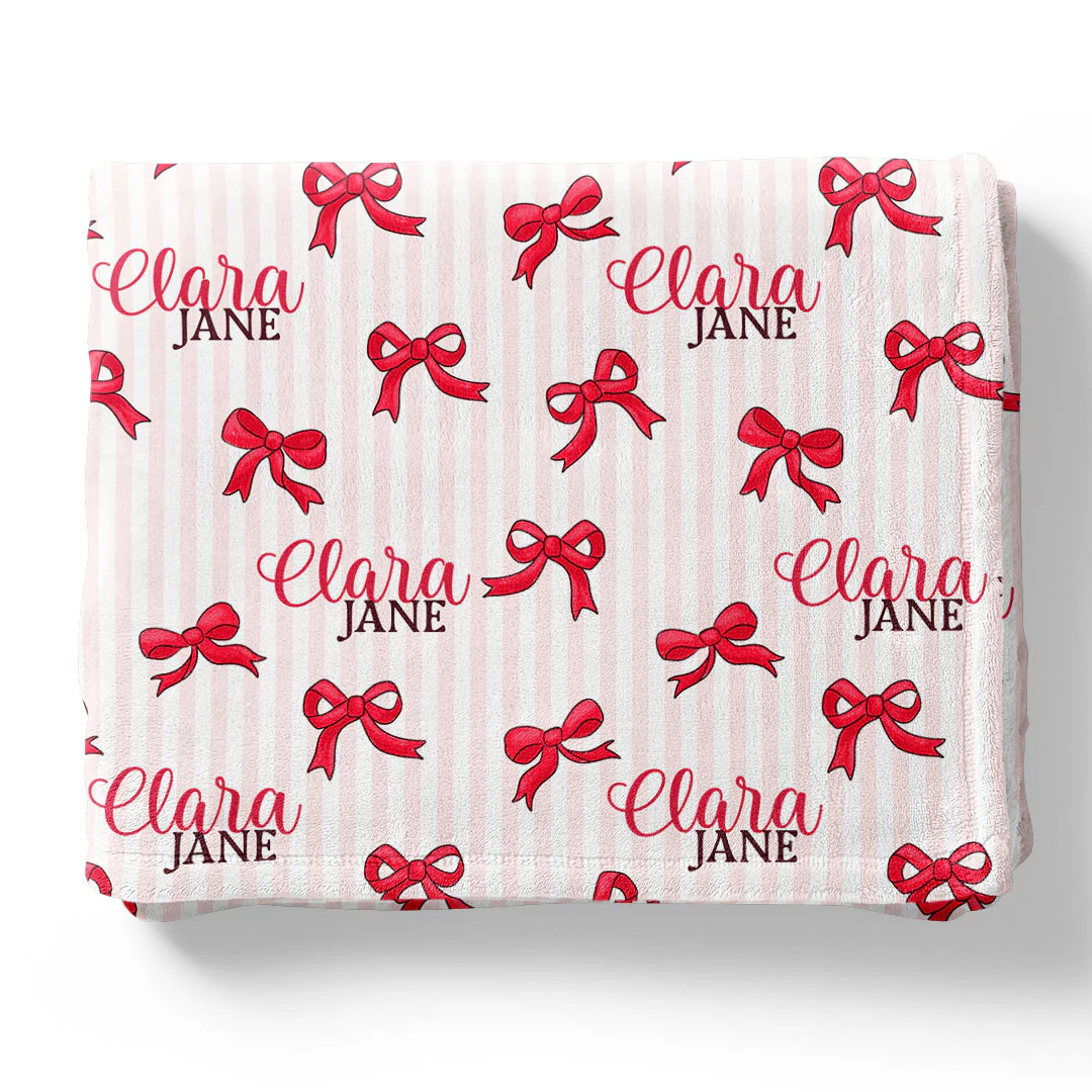 Coquette Christmas Personalized Kids Blanket | Caden Lane