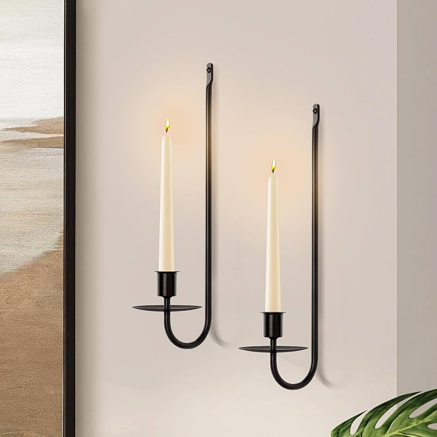 Candle Sconces Set of 2, XAROO Taper & Pillar Wall Candle Holder, Black Wall Sconces Set of Two, ... | Amazon (US)
