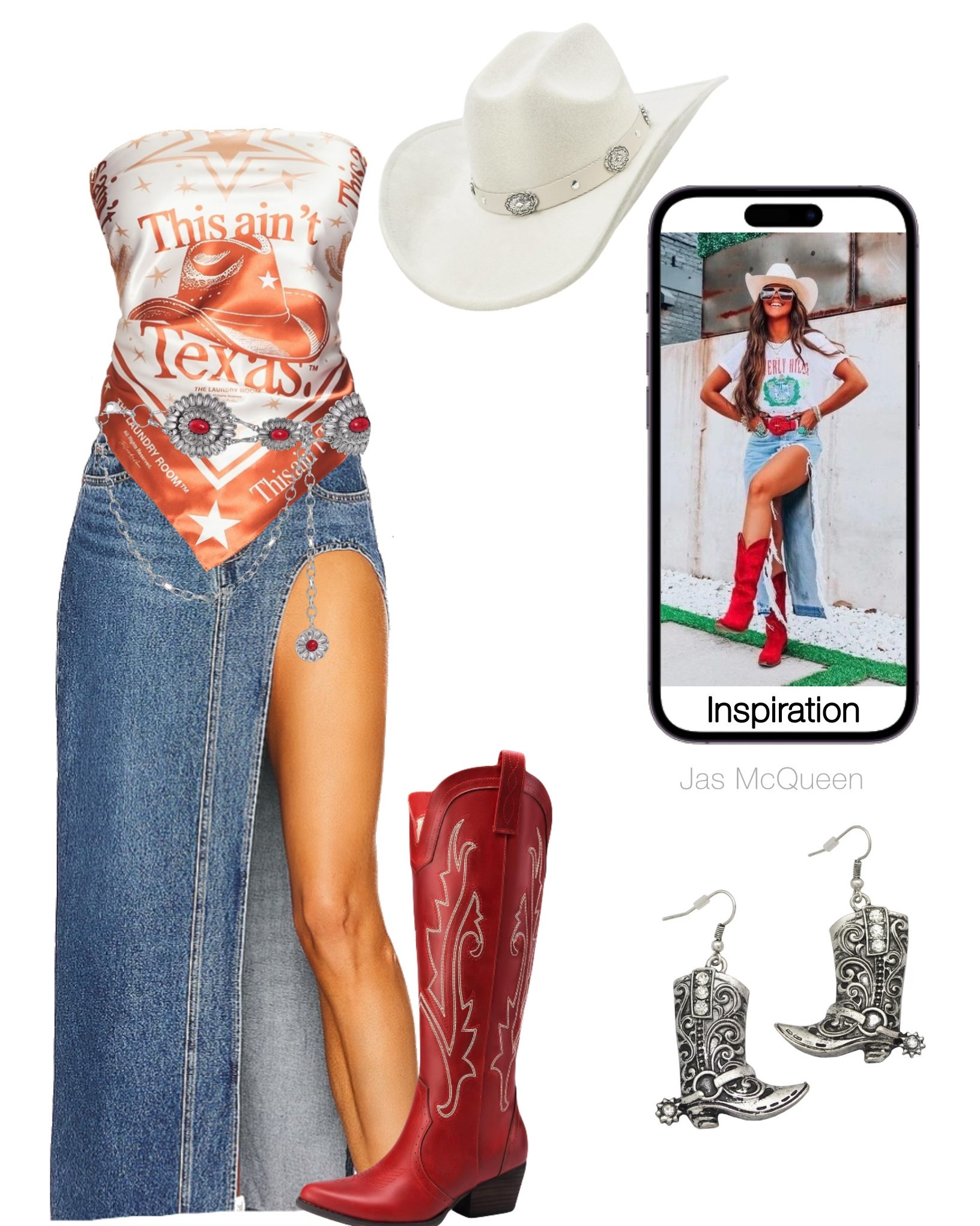 Bandana Shirt Rodeo Western Outfit - Cowboy Carter Tour

This ain’t Texas bandana shirt, the laundry room, red cowboy boots, white cowboy hat, Amazon, concho jewelry, cowboy boot dangle statement earrings, red concho belt, denim high slit skirt

#LTKFestival #LTKShoeCrush #LTKStyleTip