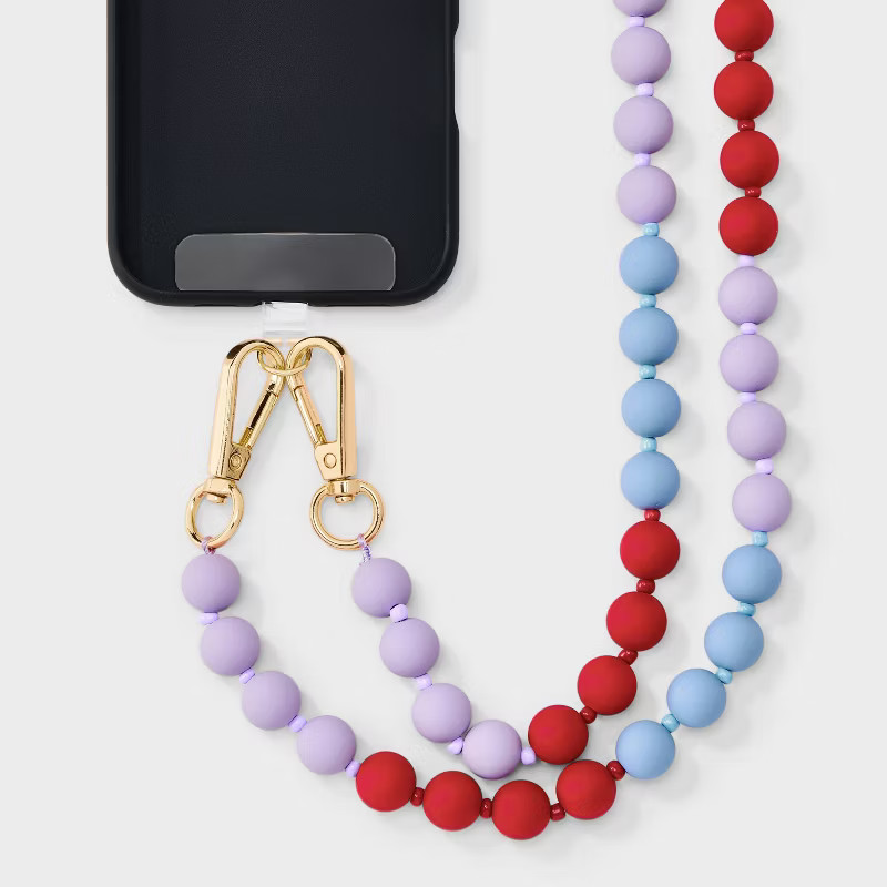 Beaded Accessory Crossbody Wristlet/Phone Strap - A New Day™ Blue/Red | Target