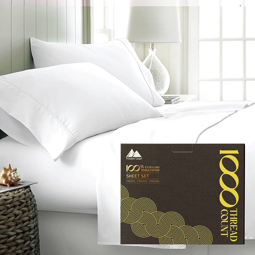 100% Cotton Queen Size Sheet Set - 4 Piece Set - Hotel Luxury Bed Sheets - Deep Pocket - Easy Fit... | Amazon (US)