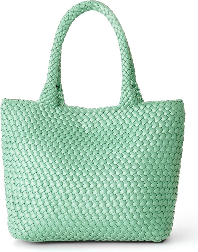 Woven Tote Bag for Women, Fashion Woven Bags for Women Vegan Leather Shoulder Handbags Large Summ... | Amazon (US)