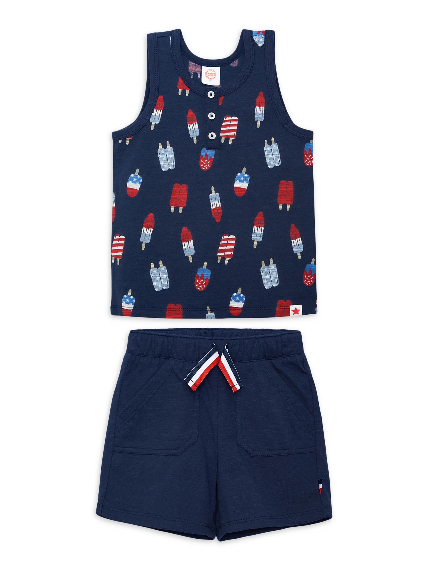 Wonder Nation Toddler Boys’ Americana Print Tank Top and Shorts Set, 2-Piece, Sizes 12M-5T | Walmart (US)
