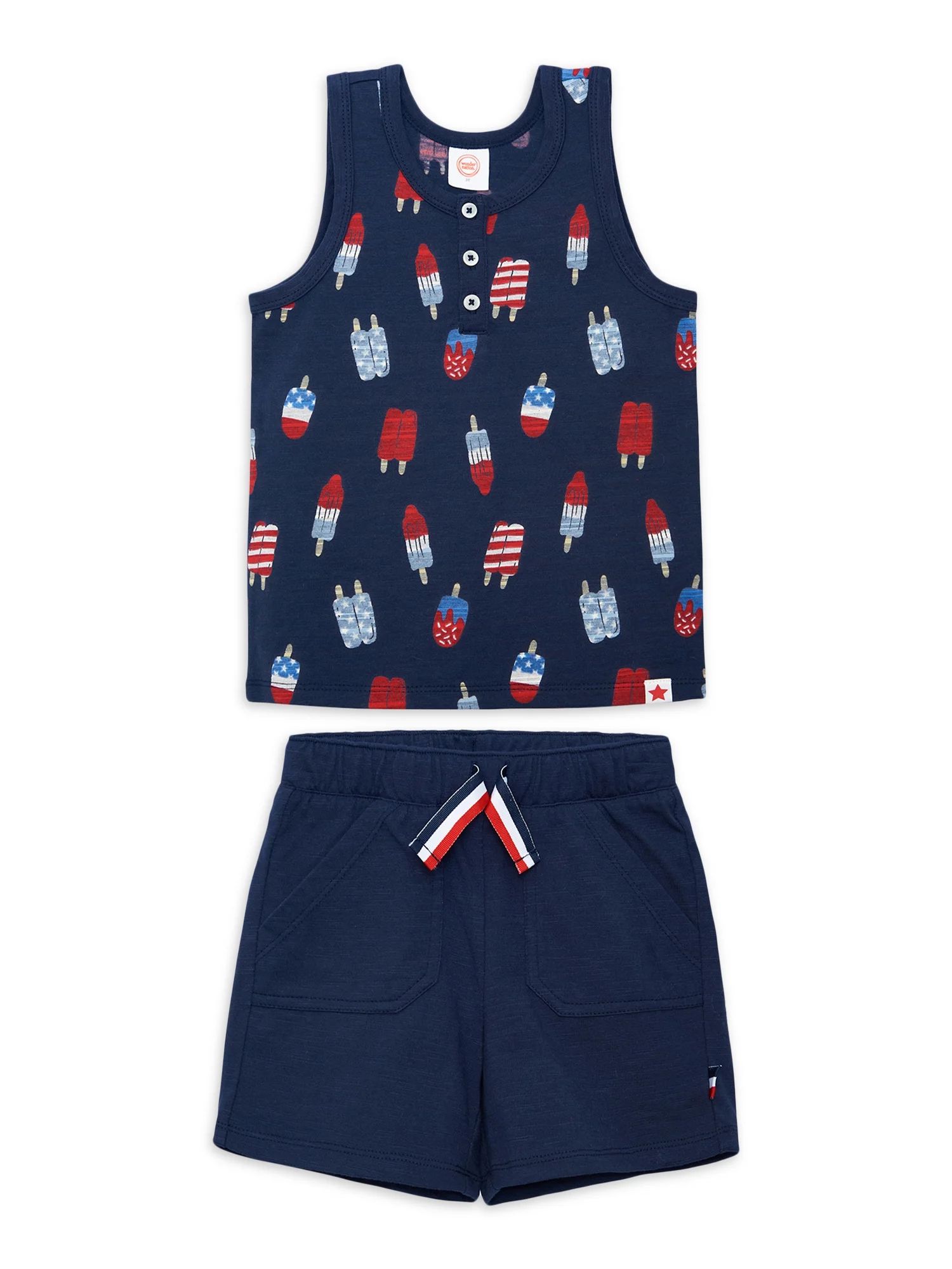 Wonder Nation Toddler Boys’ Americana Print Tank Top and Shorts Set, 2-Piece, Sizes 12M-5T - Wa... | Walmart (US)
