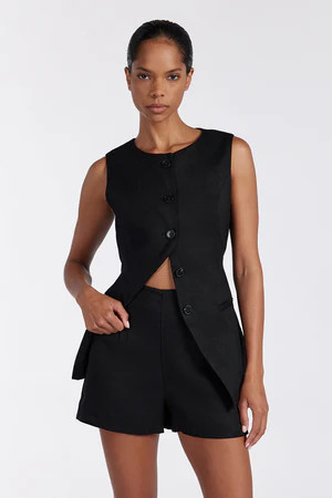 JESSIE BLACK LINEN SHORT | DISSH