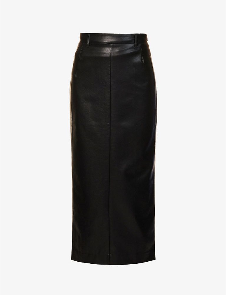 PIXIE MARKET Yve high-rise faux-leather midi skirt | Selfridges