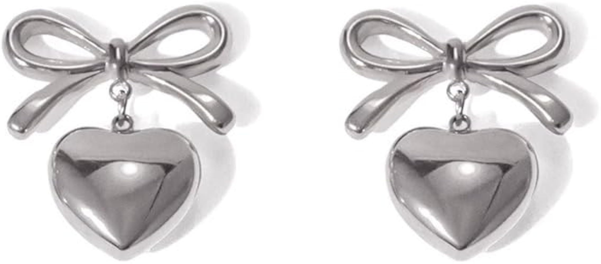 Gold Heart Dangle Earrings for Women Bow Dangle Earrings Chunky Heart Earrings Dainty Heart Drop ... | Amazon (US)