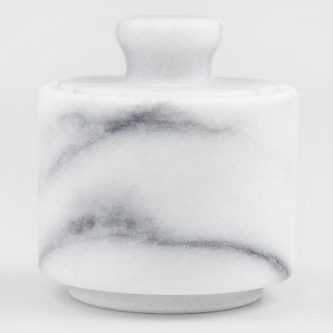 White Marble Salt Cellar with Lid | World Market