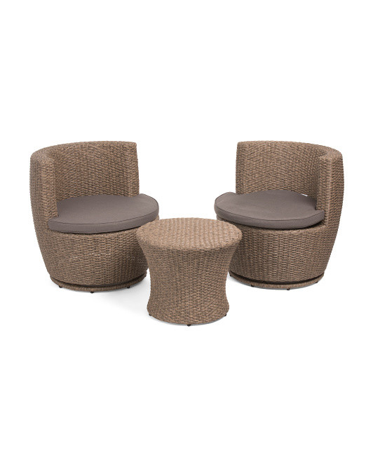 3pc Outdoor Swivel Accent Chairs And Table Set | TJ Maxx