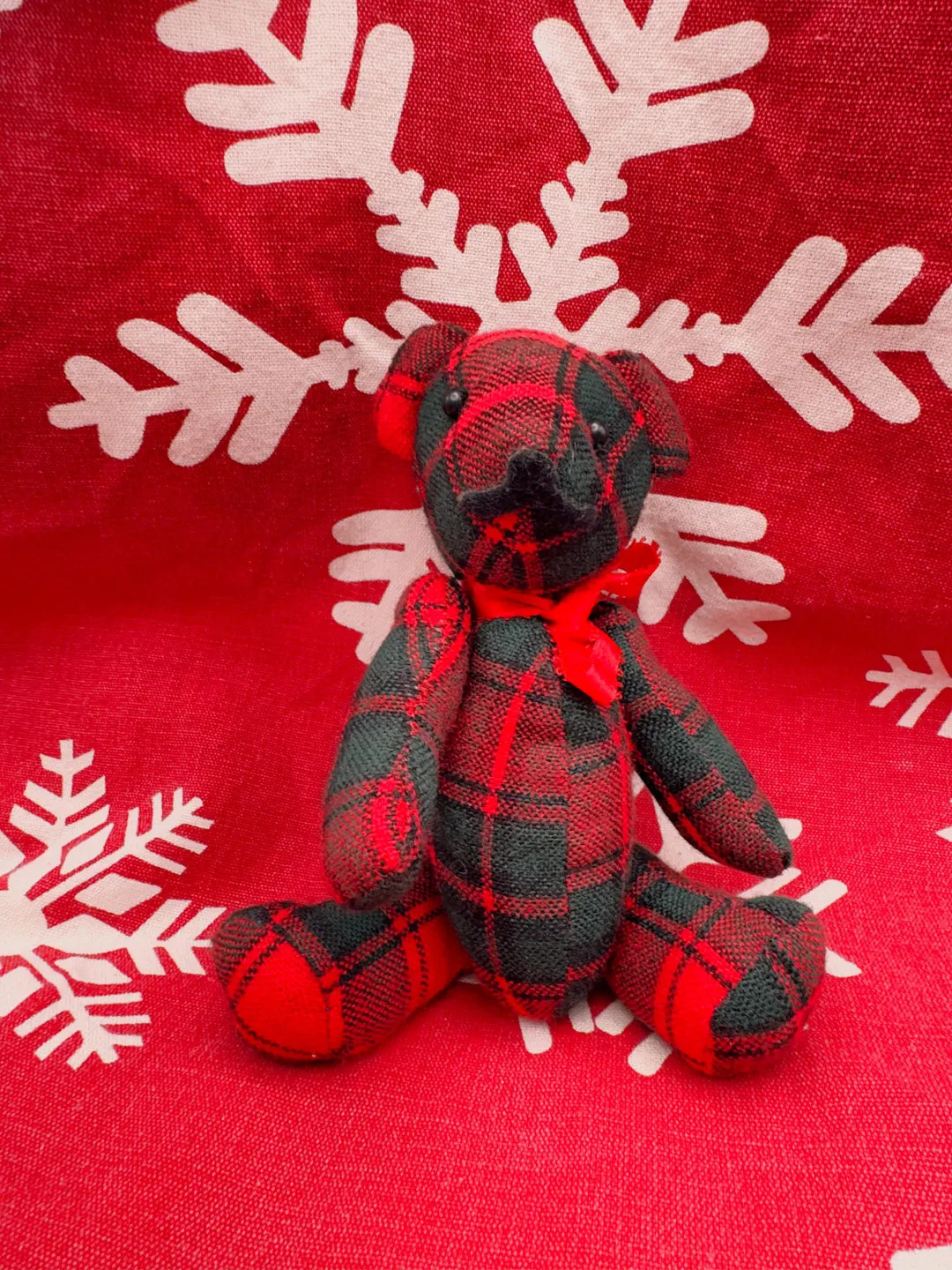 Red Plaid Vintage Teddy Bear - Etsy | Etsy (US)