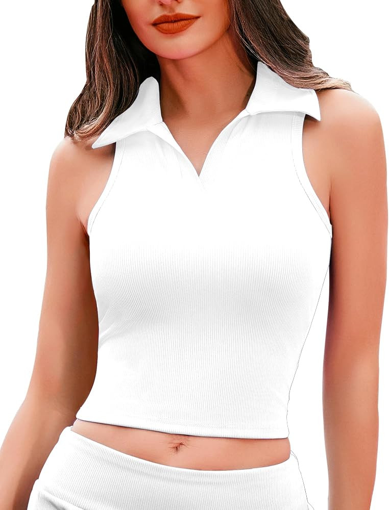 HyMeYou Camiseta corta de entrenamiento para mujer, brasier integrado, acanalado, atlética, casu... | Amazon (US)