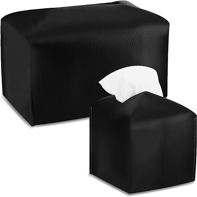 2 Pack Tissue Box Cover, Stylish PU Leather Tissue Box Cover Holder, [Refined] Modern Rectangular... | Amazon (CA)