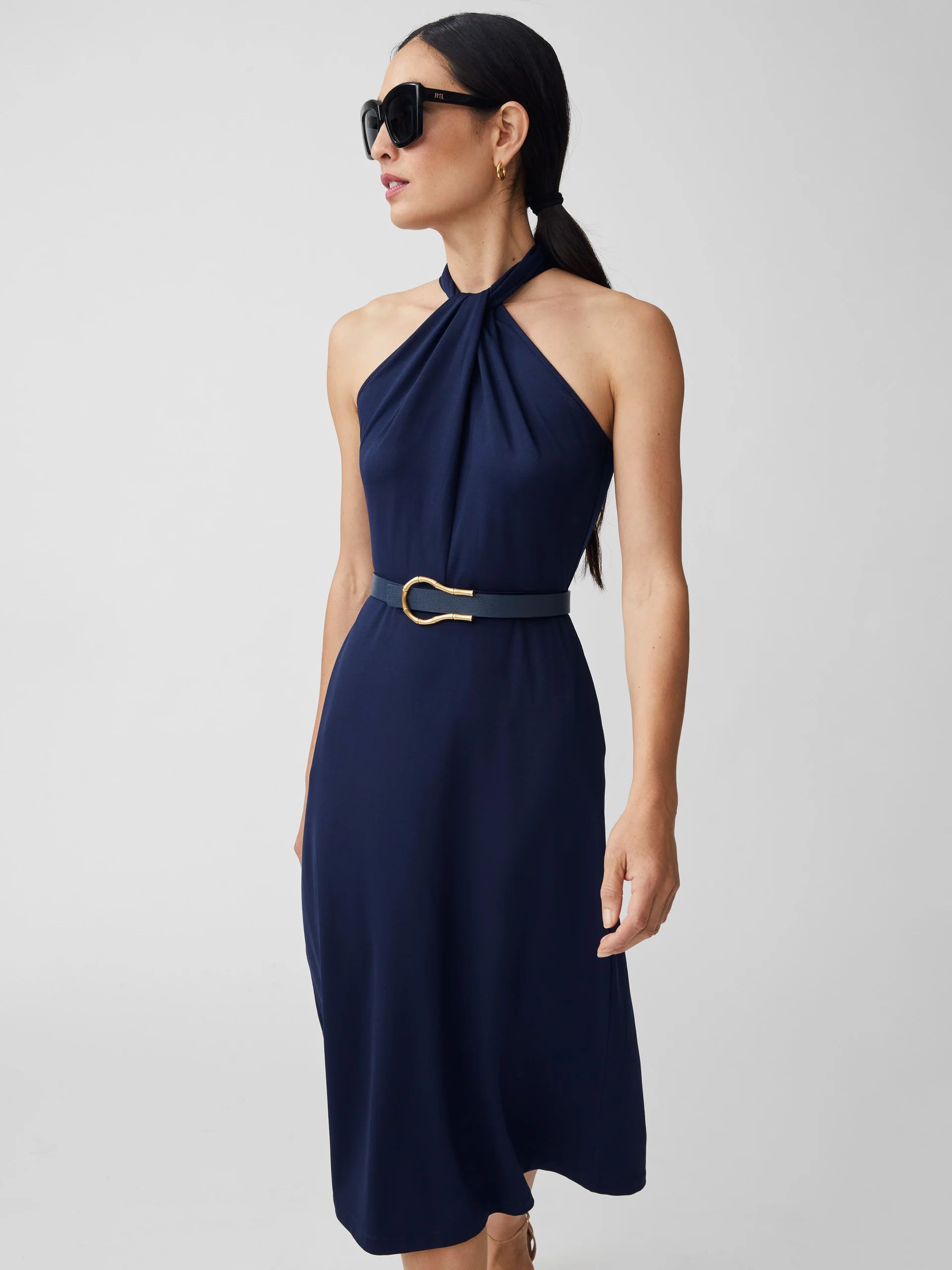 Navy Solid Alessia Dress | Women's Dresses | J.McLaughlin | J.McLaughlin