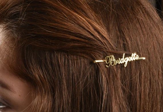 Silver Hair Clip, Name Hairpin, Personalized Hair Clip, Silver Word Hairclip, Trendy Lettering Ha... | Etsy (US)