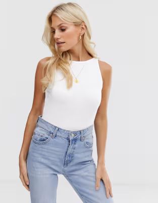 ASOS DESIGN high neck tank in rib in white | ASOS (Global)