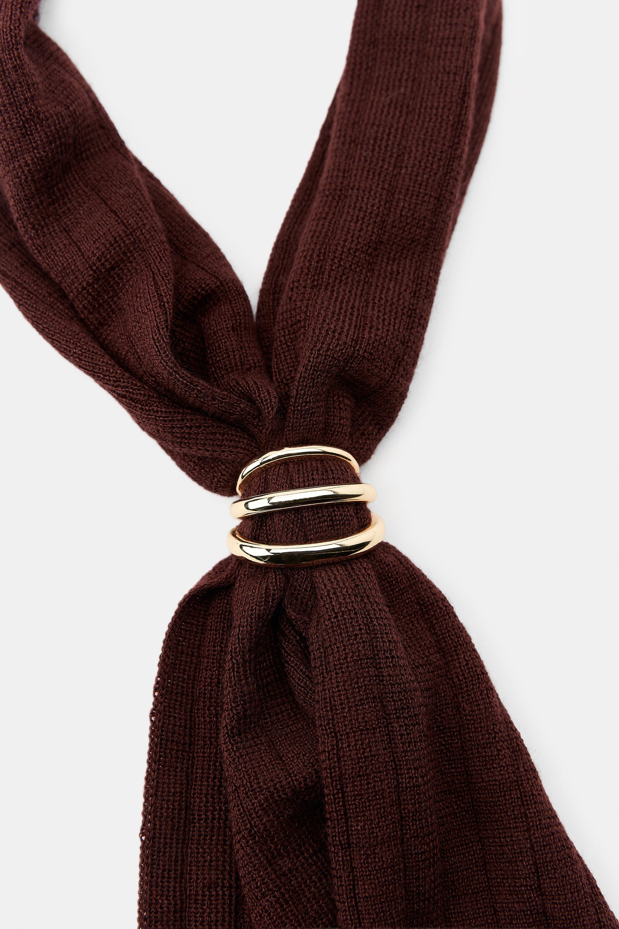 KNIT BANDANA WITH BROOCH | Zara US