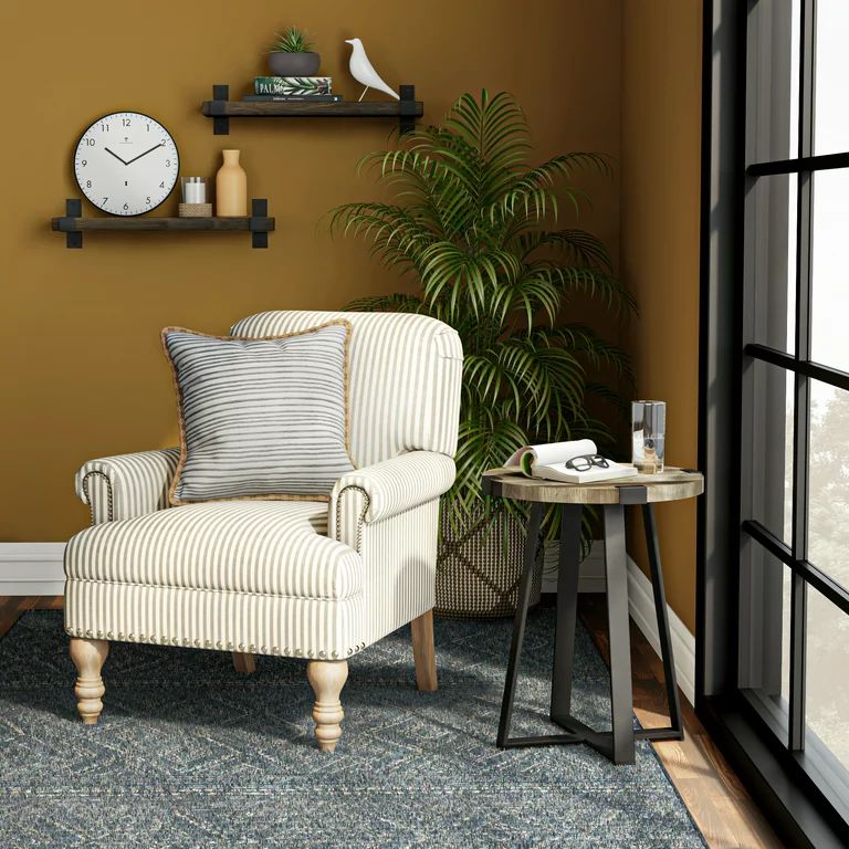 Dorel Living Jaya Accent Chair, Living Room Armchairs, Beige Stripe - Walmart.com | Walmart (US)