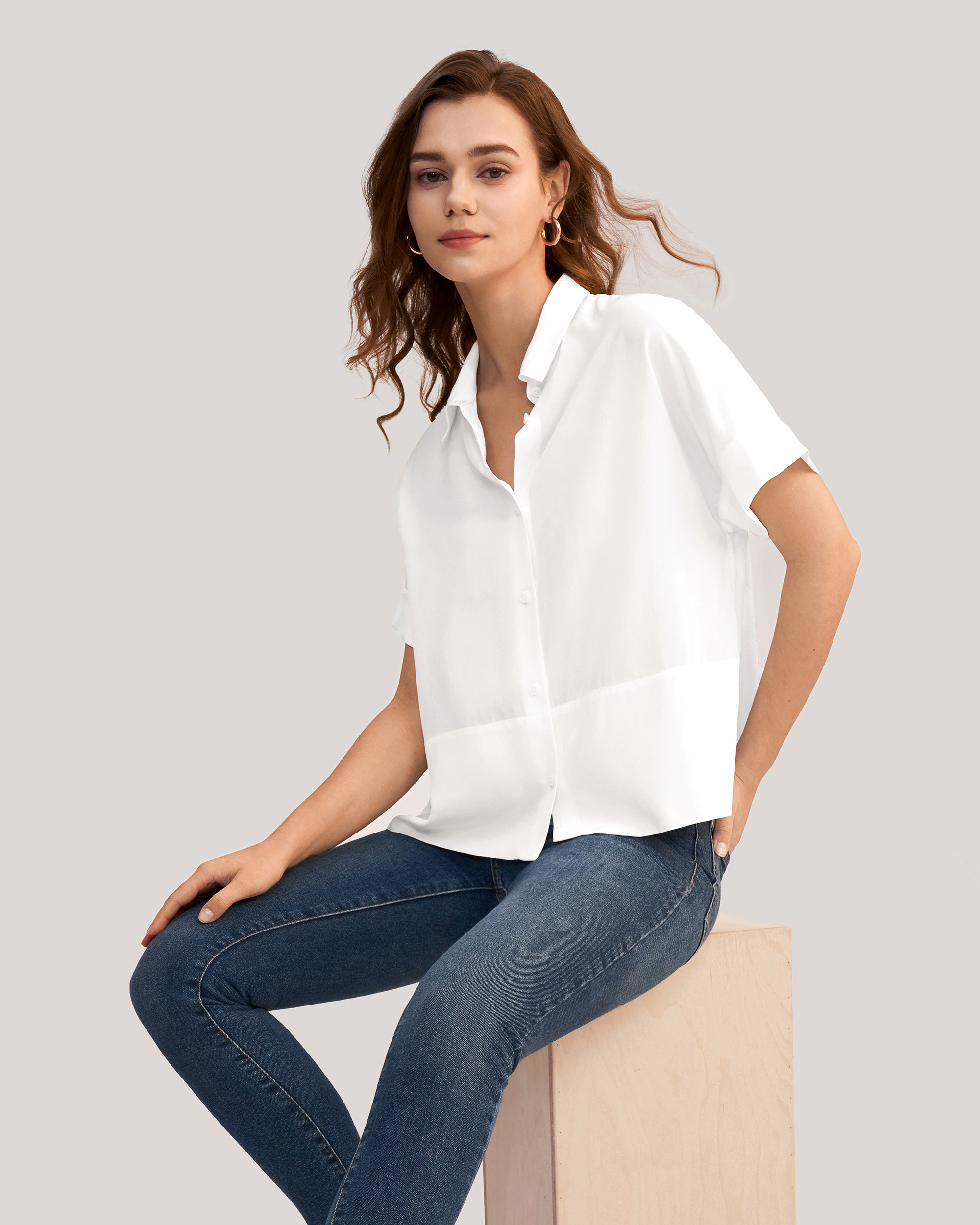 Women Casual Short Sleeves Loose Silk T-Shirt | LilySilk