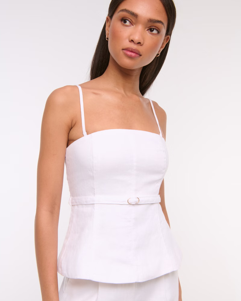 Premium Linen Strapless Tailored Top | Abercrombie & Fitch (US)
