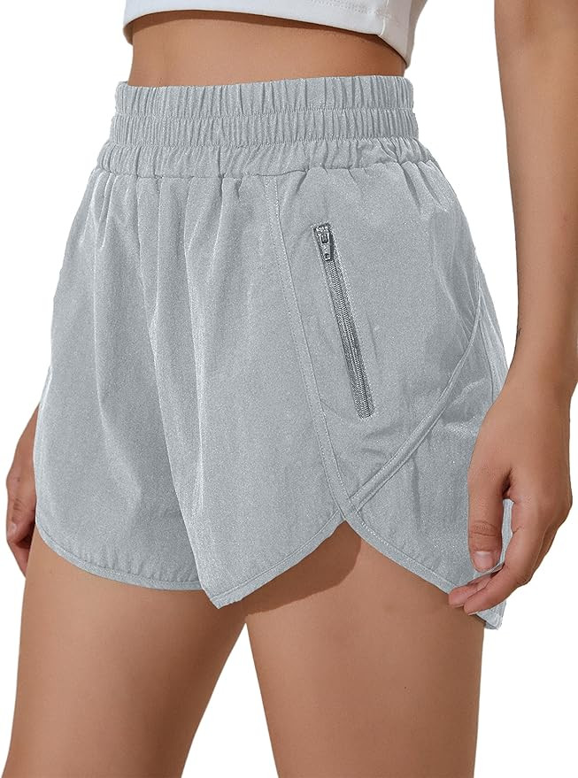 BMJL Women's Running Shorts Elastic High Waisted Shorts Pocket Sporty Workout Shorts Quick Dry At... | Amazon (US)