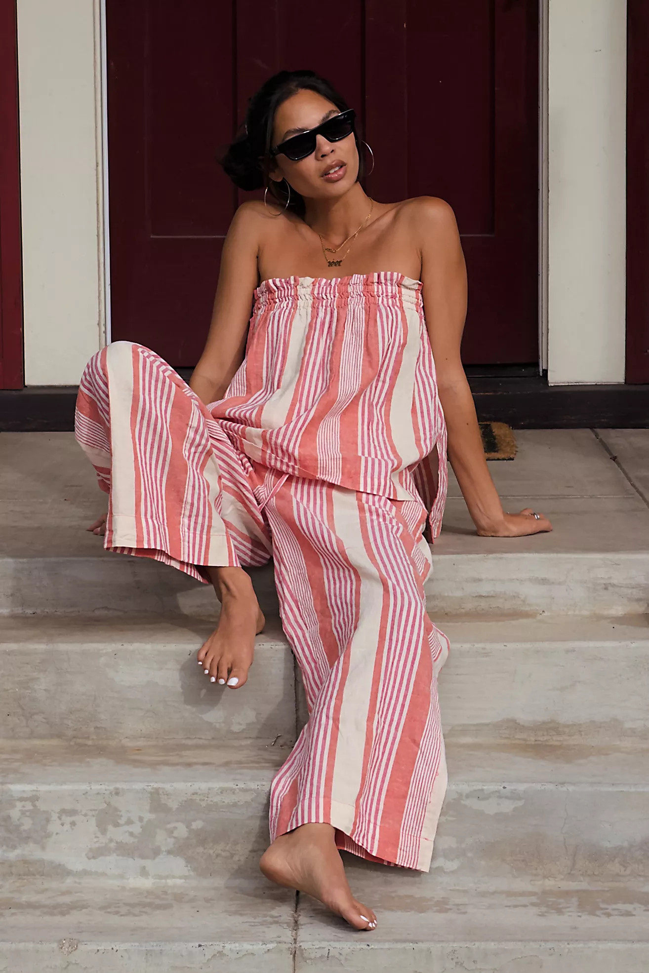 Corfu Striped Cotton-Linen Set | Free People (Global - UK&FR Excluded)