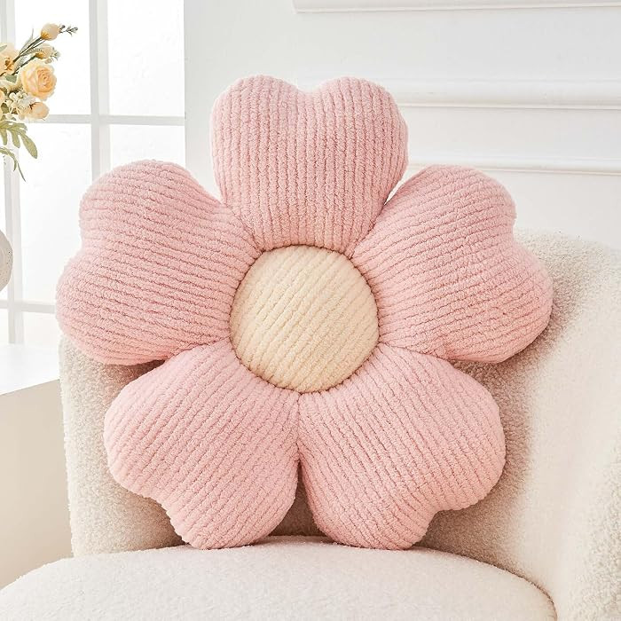 Flower Throw Pillow, Cute Flower Shaped Pillow Decorative Throw Pillow for Bed Couch, Soft Daisy ... | Amazon (US)