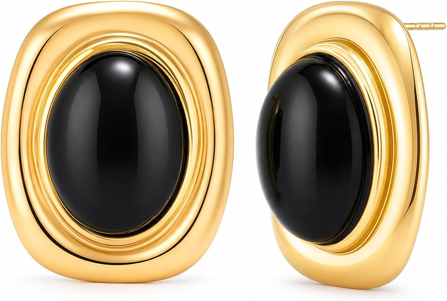Chunky Gold Stud Earrings for Women 18K Gold Plated Hypoallergenic Chunky Statement Earrings Big Natural Crystal Stone Earring Gift for Women | Amazon (US)