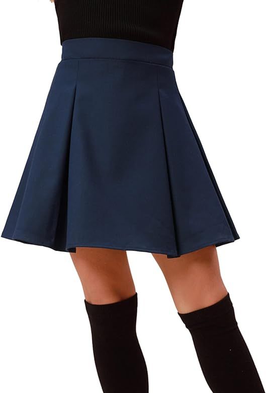 Danna Belle Girls High Waist Pleated Uniform Skirt A-Line Mini Dress Set 5-12Y | Amazon (US)