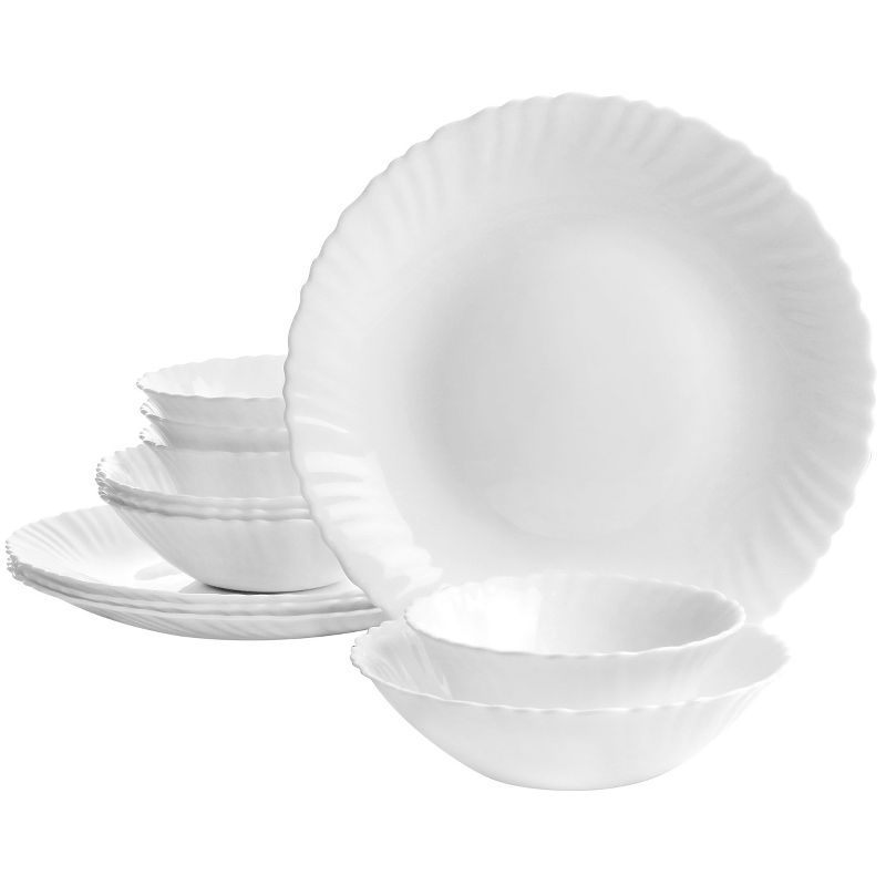 Gibson Ultra Radley 12 Piece Tempered Opal Glass Dinnerware Set in White | Target