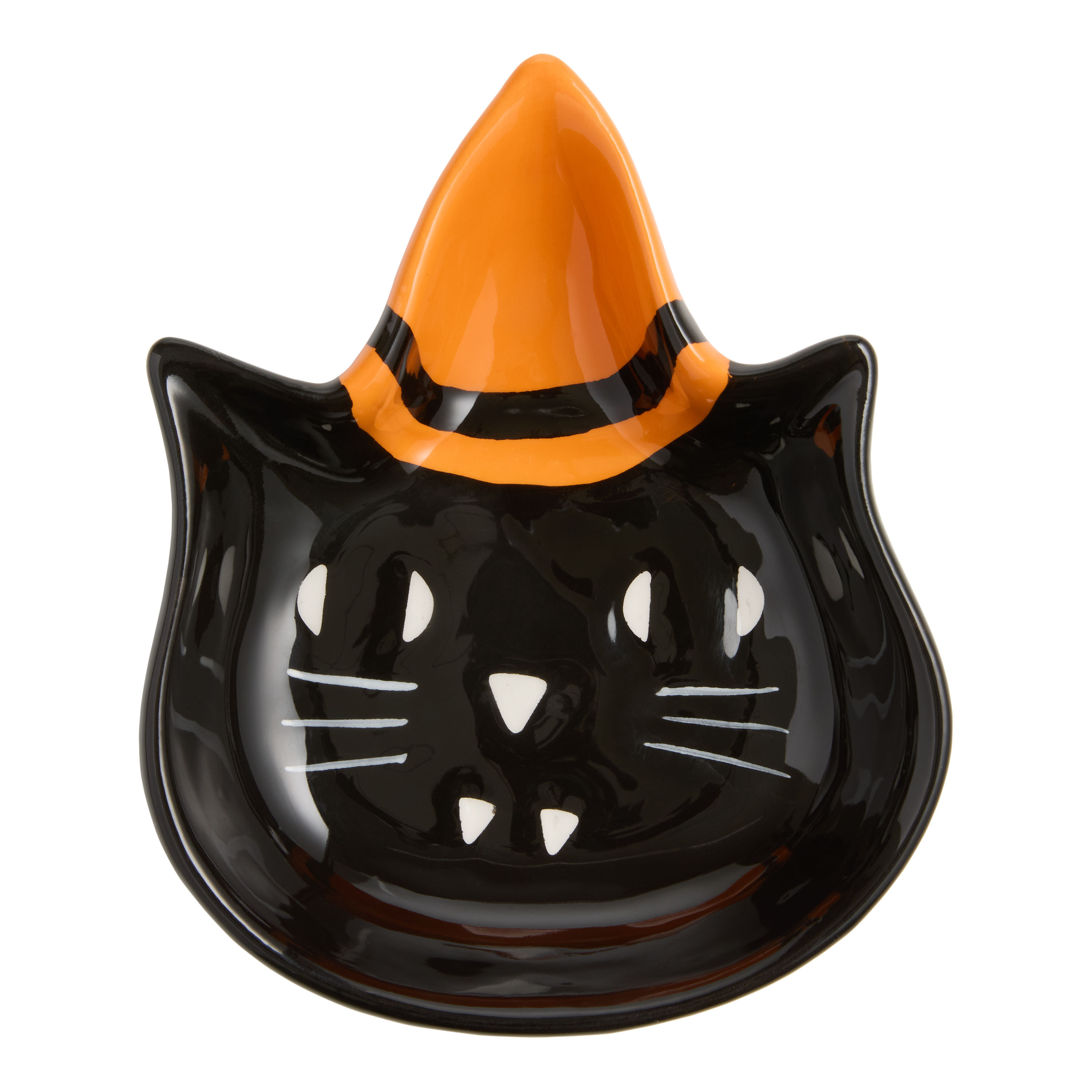 Vintage Black Cat Face Hand Painted Figural Appetizer Plate | World Market