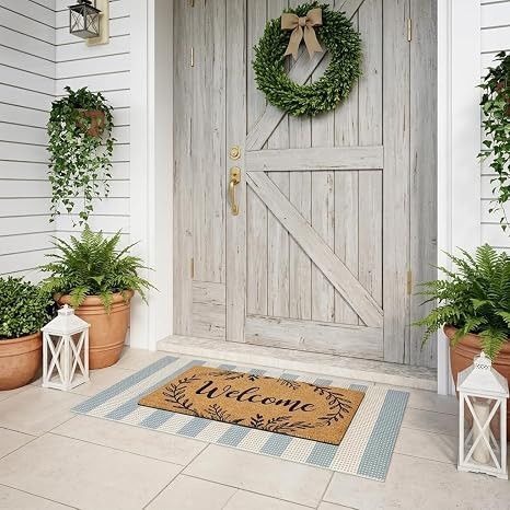 Layering Rug for Front Porch 2x4.3 Cute Welcome Mat Outside Entrance | Washable Front Door Mat, B... | Amazon (US)