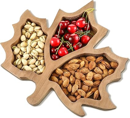 Amazon.com: Thanksgiving Wooden Serving Platter Maple Pumpkin Leaf Christmas Snack Fruit Meat Che... | Amazon (US)