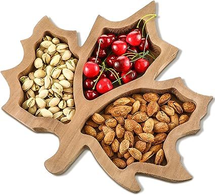 Amazon.com: Thanksgiving Wooden Serving Platter Maple Pumpkin Leaf Christmas Snack Fruit Meat Che... | Amazon (US)