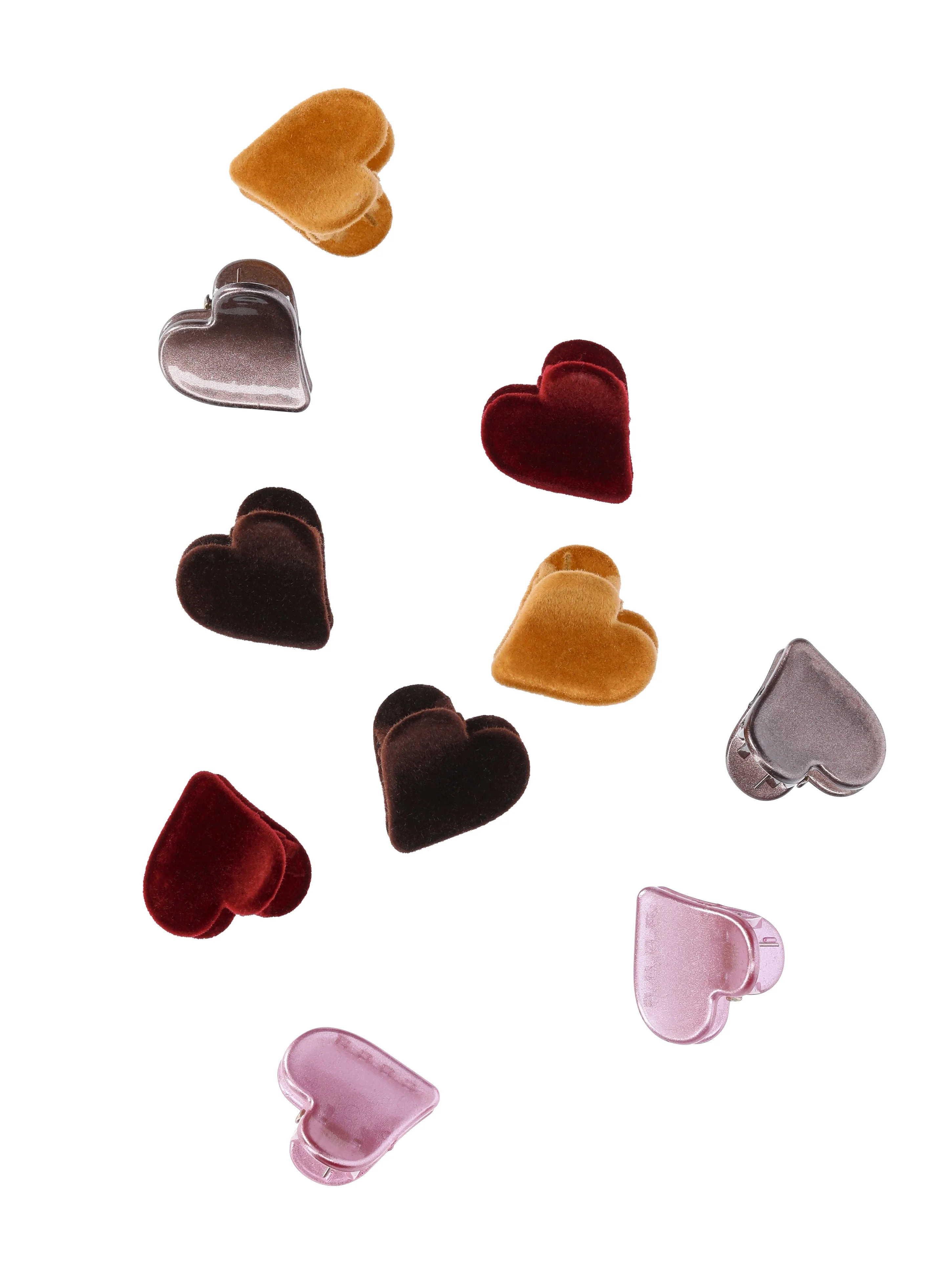 No Boundaries 10 Pack Mini Heart Claw Clip, Blush/Brown | Walmart (US)