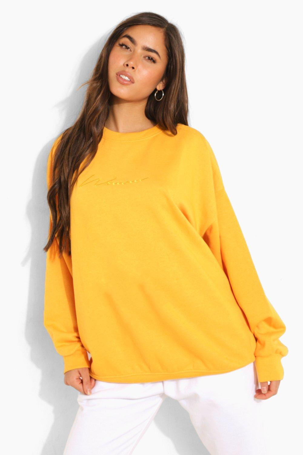 Oversized Embroidered Woman Script Sweatshirt | Boohoo.com (UK & IE)