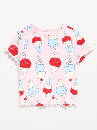 Printed Short-Sleeve Ribbed T-Shirt for Toddler Girls | Old Navy (US)