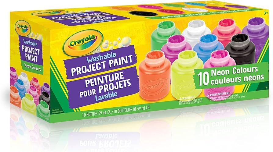 Crayola 54-1215 Washable Neon Paint, School, Craft, Painting and Art Supplies, Kids, Ages 3,4, 5,... | Amazon (CA)