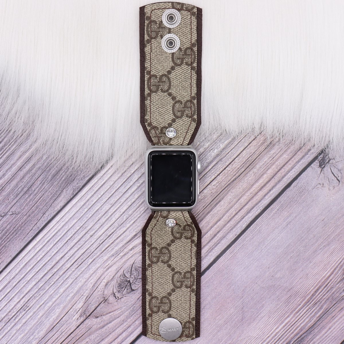 Limited Edition Bow Band in Upcycled Brown Webbed GG with Brown | Sparkl