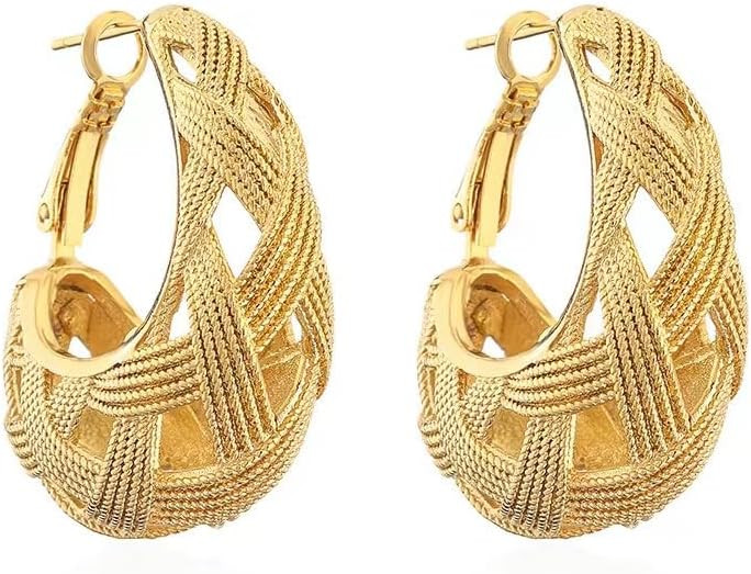 Gold Amber Hoop Earrings For Women Trendy,18K Gold Plated Medium/big/Large/Thick/Chunky/Thin Hugg... | Amazon (US)