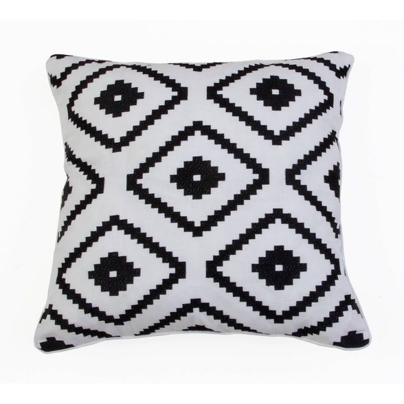18"x18" Allister Aztec Embroidered Throw Pillow Black/White - Decor Therapy | Target