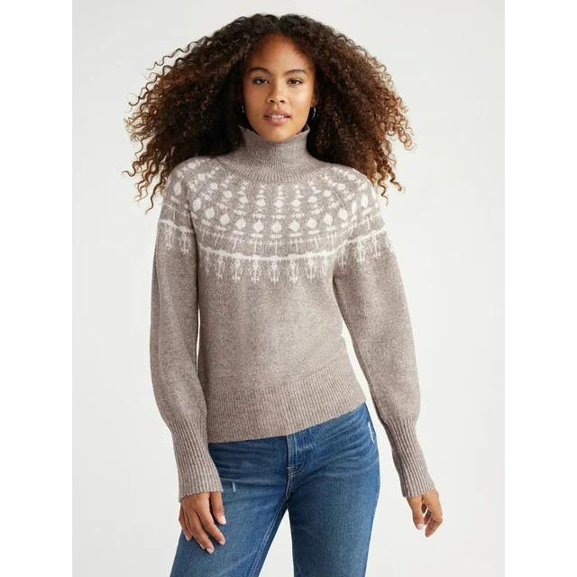 Free Assembly Women's Fair Isle Sweater, Midweight, Sizes XS-XXXL | Walmart (US)