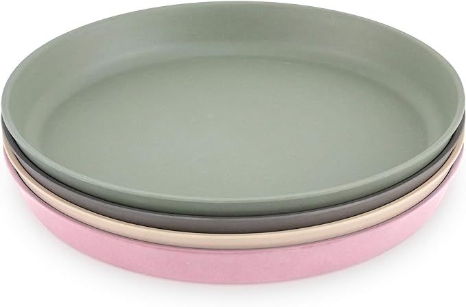 WeeSprout Bamboo Plates (Pink, Green, Gray, & Beige, Without Lids) | Amazon (US)