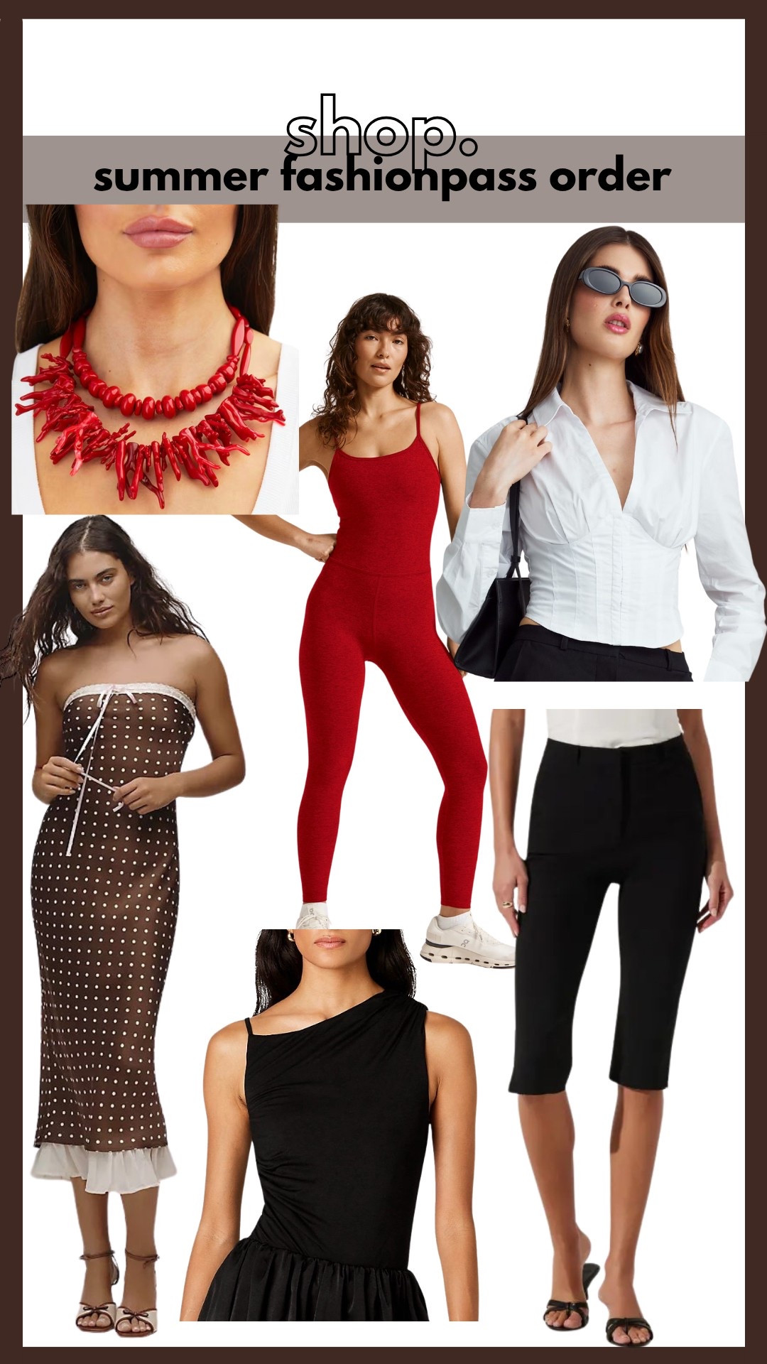 Fashionpass, summer outfit, beyond yoga, for love and lemons, capri pants, necklace, jumpsuit, activewear 

#LTKTravel #LTKActive #LTKStyleTip