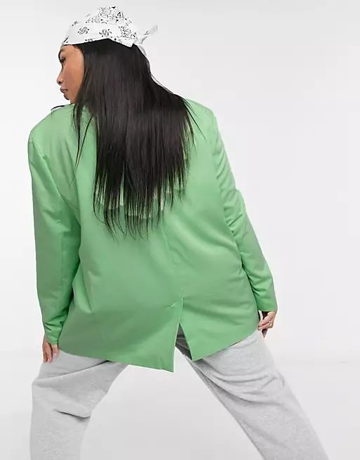COLLUSION Plus exclusive color oversized dad blazer in green | ASOS | ASOS (Global)