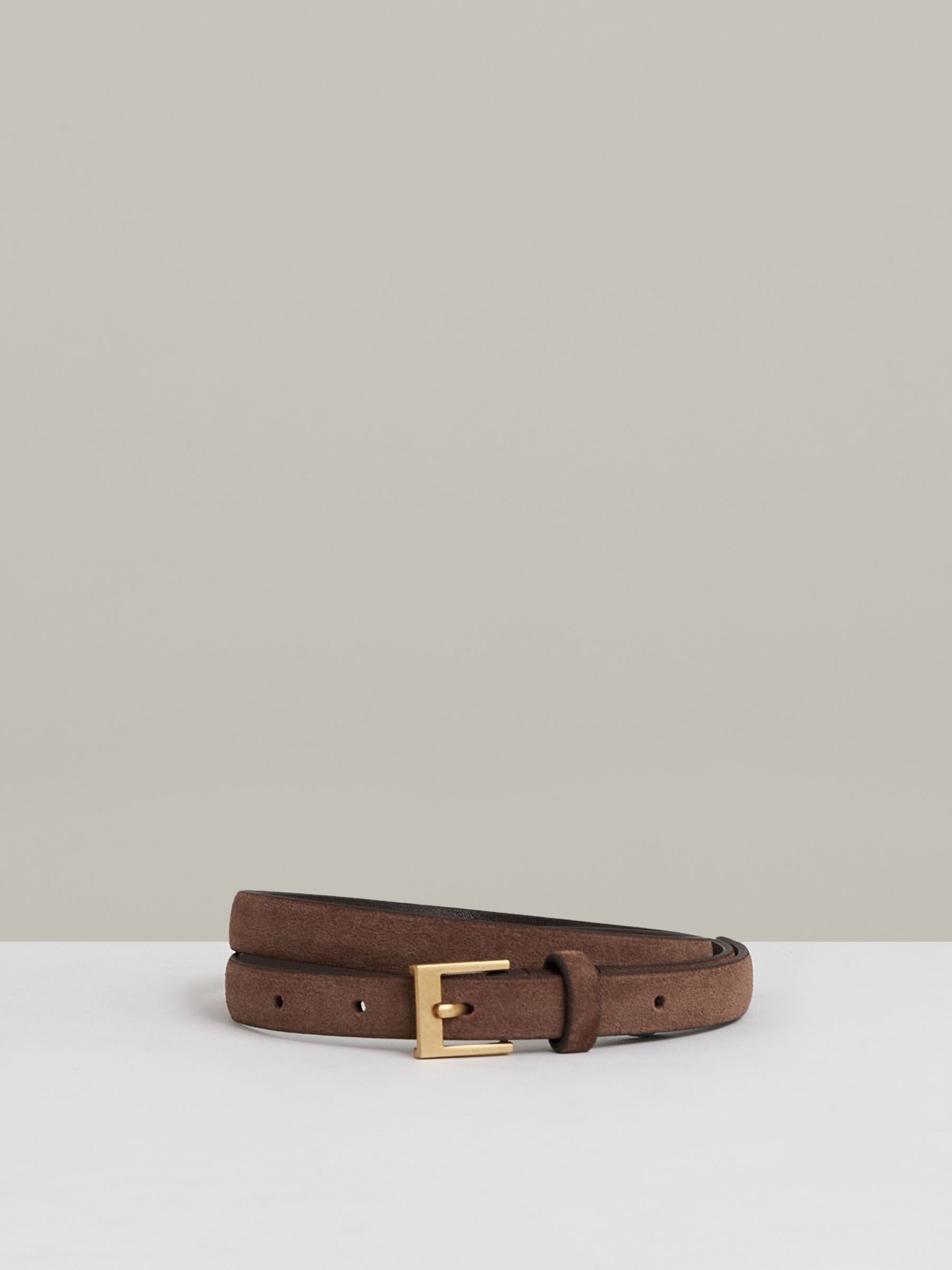 Reiss Thin Leather Belt in Rust - REISS | Reiss UK